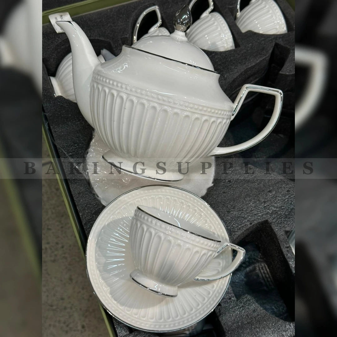 15-Piece White Porcelain Tea Set