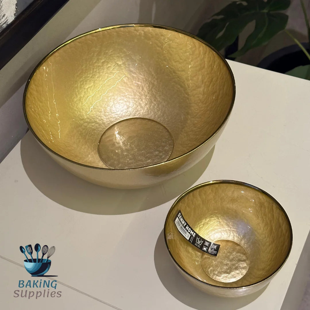1 Big Bowl + 6 Dessert Bowls Set – Dull Gold Finish