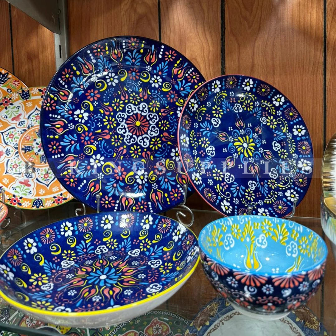 24 Pieces Ceramic Blue Floral Dinnerware Set