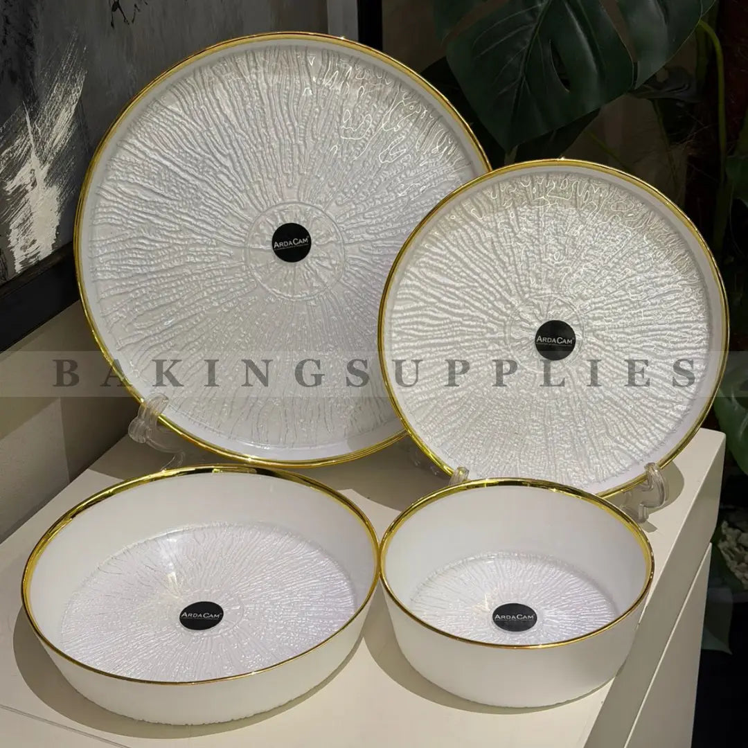 24 pcs White and Gold Plate Set – Serves 6