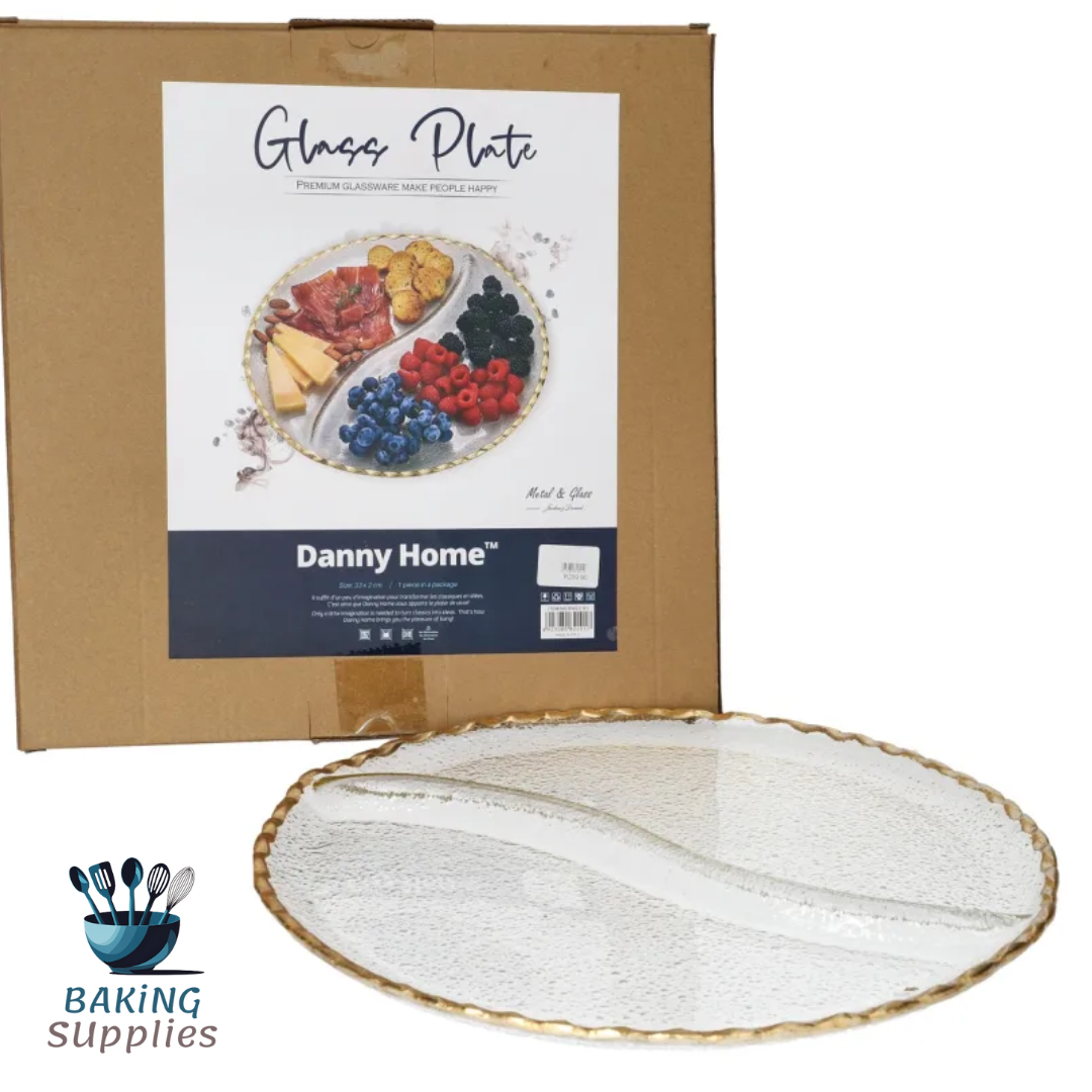 2 Grid Glass Serving Platter 32.4cm