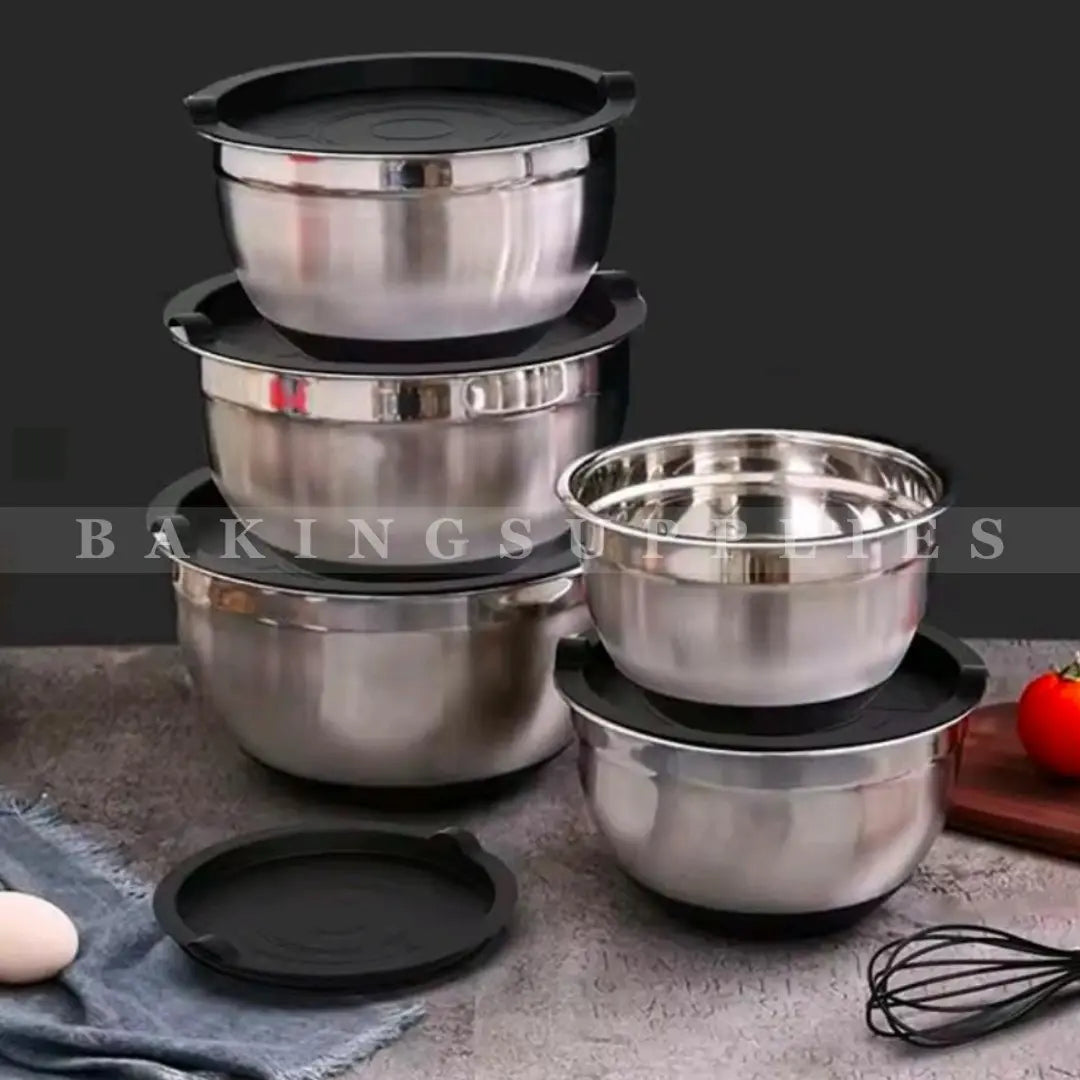 5 Piece Stainless Steel Mixing Bowl Set with Lids