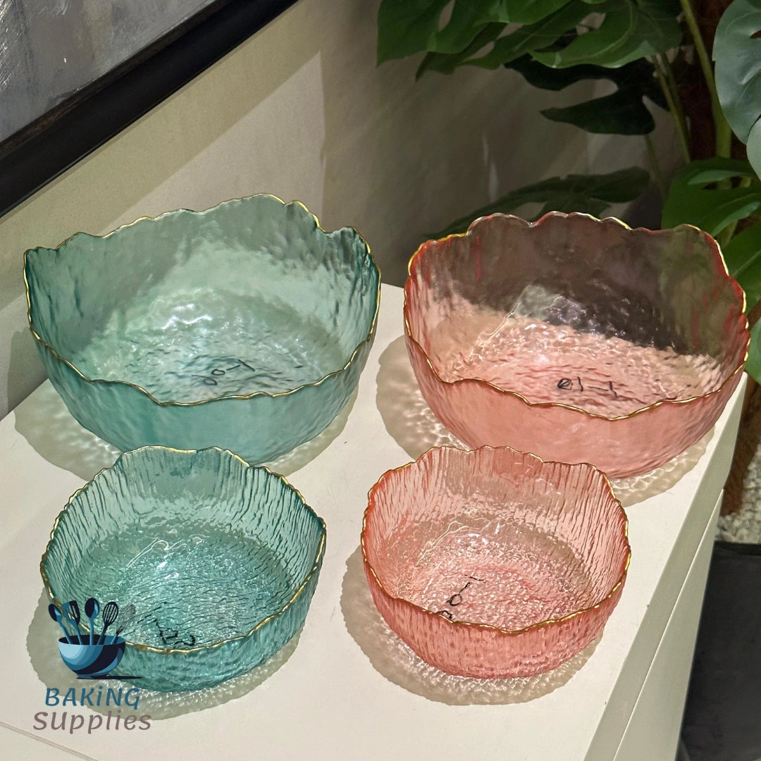 Crystal colored 7 Piece Bowl Set – 1 Large Bowl & 6 Dessert Bowls