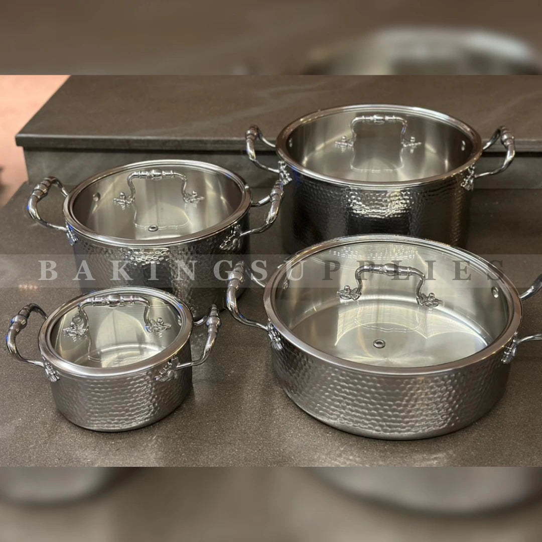 8 Piece Hammered Stainless Steel Cookware Set