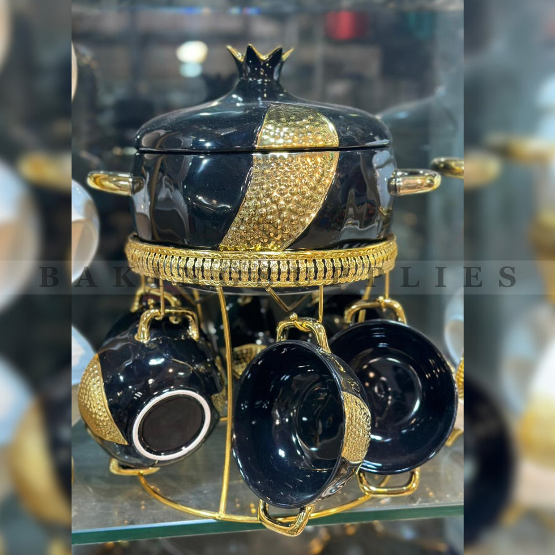 Luxury Ceramic Soup Set with Stand – 13 Piece Serving Set