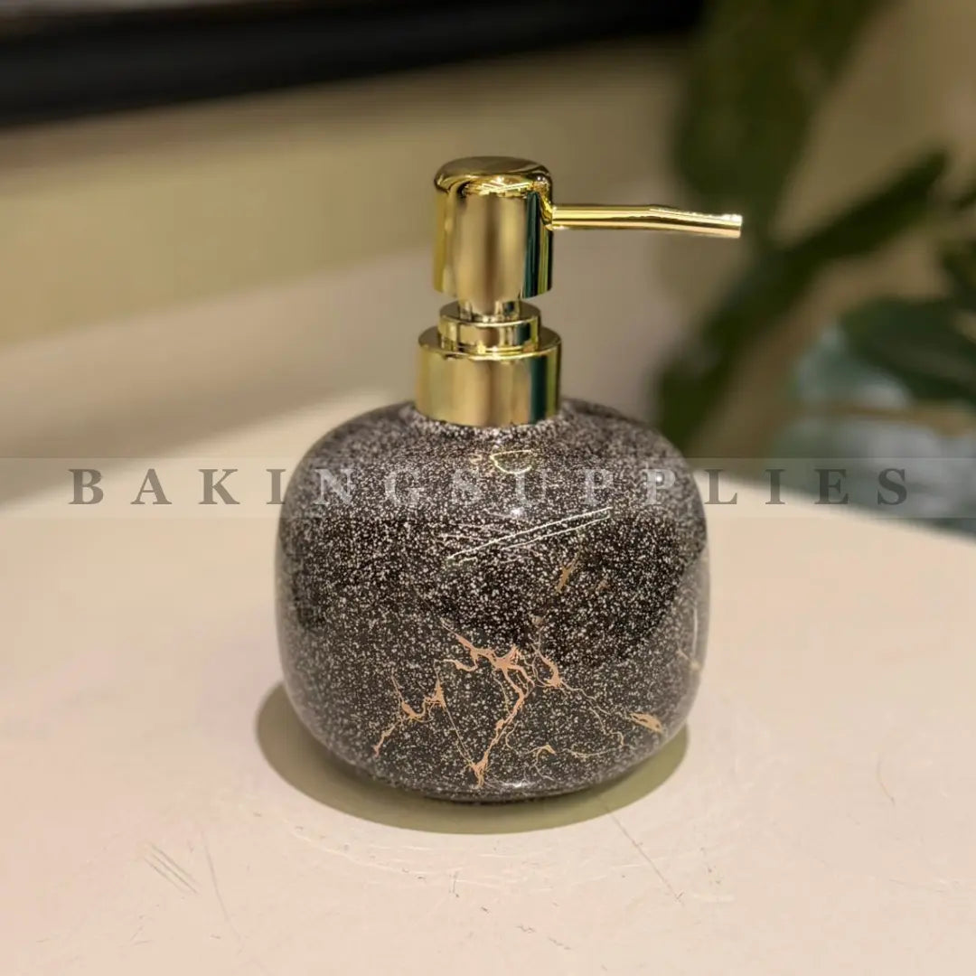 Marble Effect Ceramic Soap Dispenser with Gold Pump