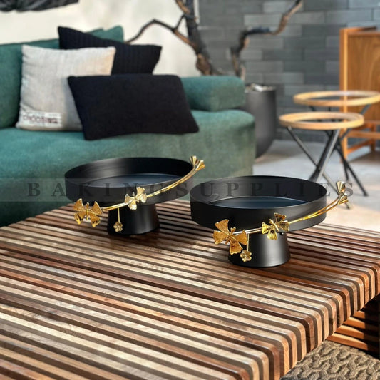 Luxury Black & Gold Platters with Stand | Baking Supplies