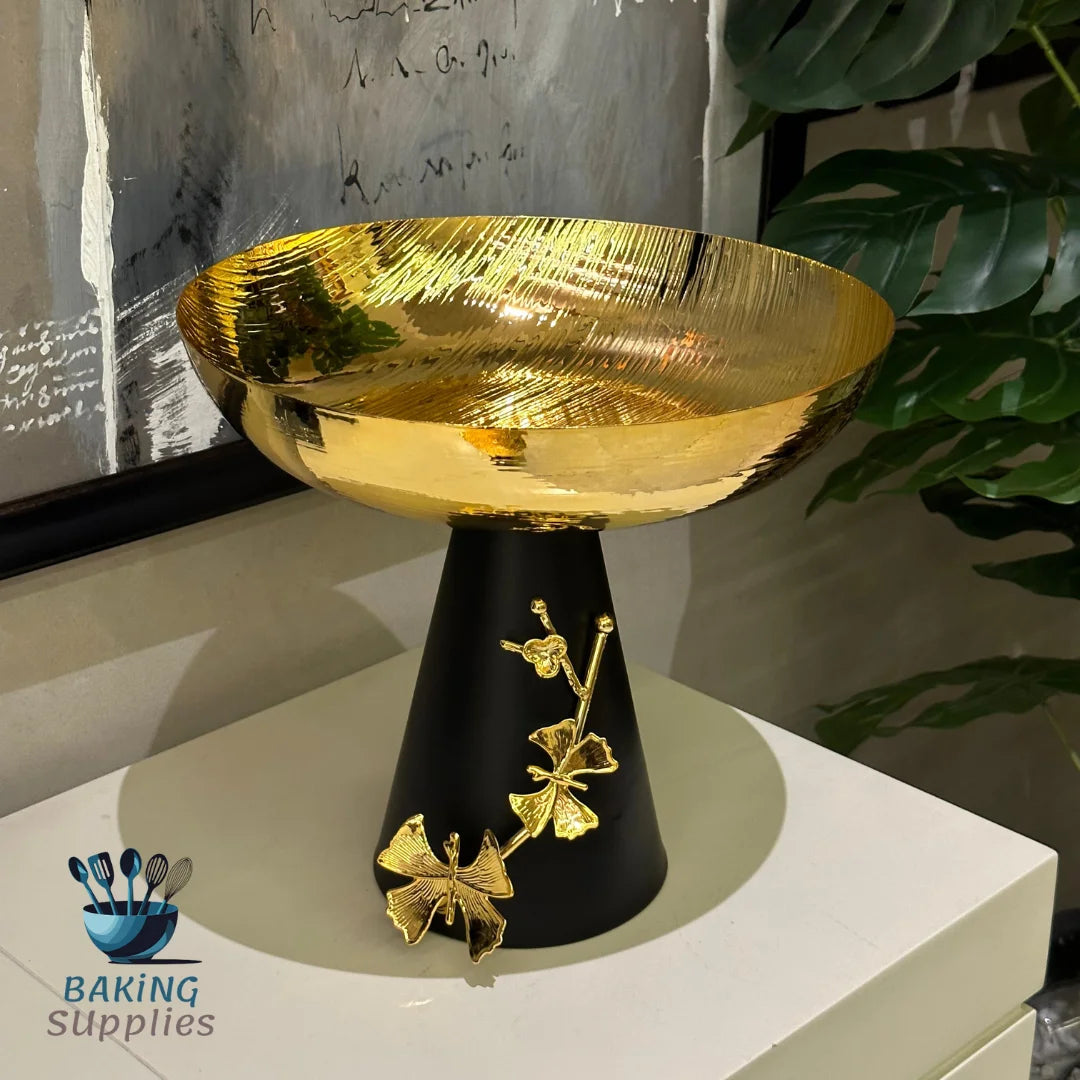 Black & Gold Deep Metal Bowl – Luxe Serving & Display Piece