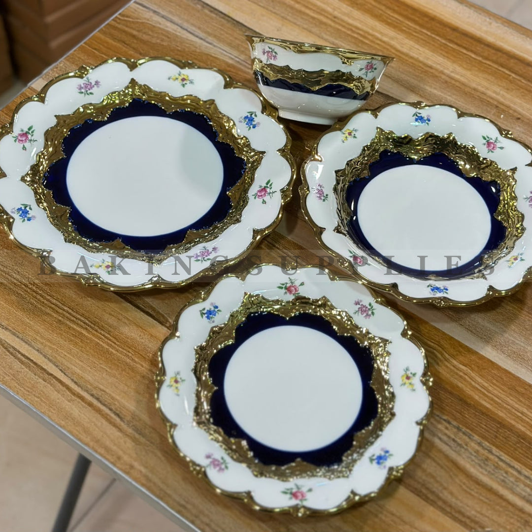Floral Gold Rim Dinner Set 24 Pieces