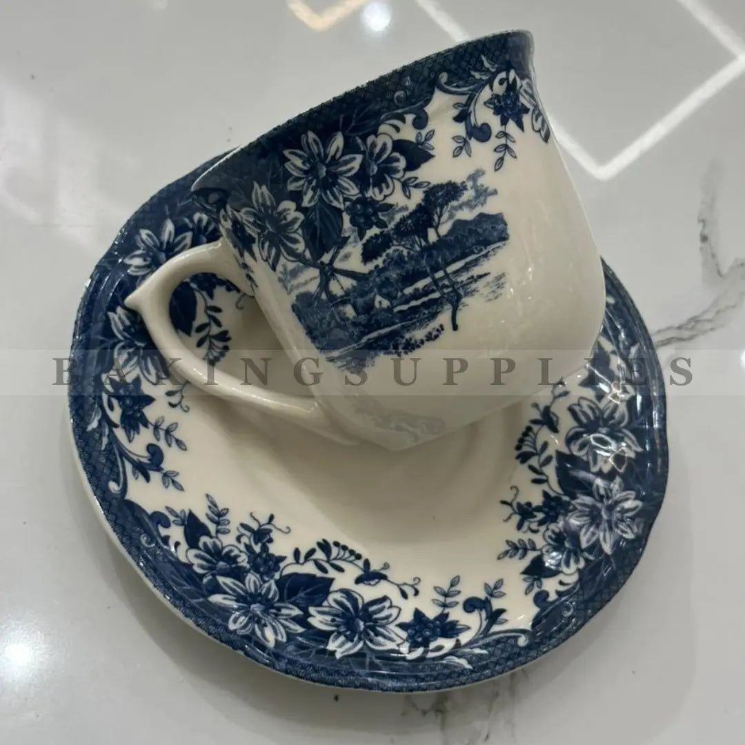 Royal Blue Heritage Porcelain Tea Cup & Saucer Set 12 Pieces
