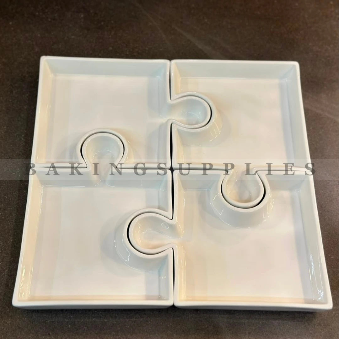 Ceramic Puzzle Serving Platter Set of 4