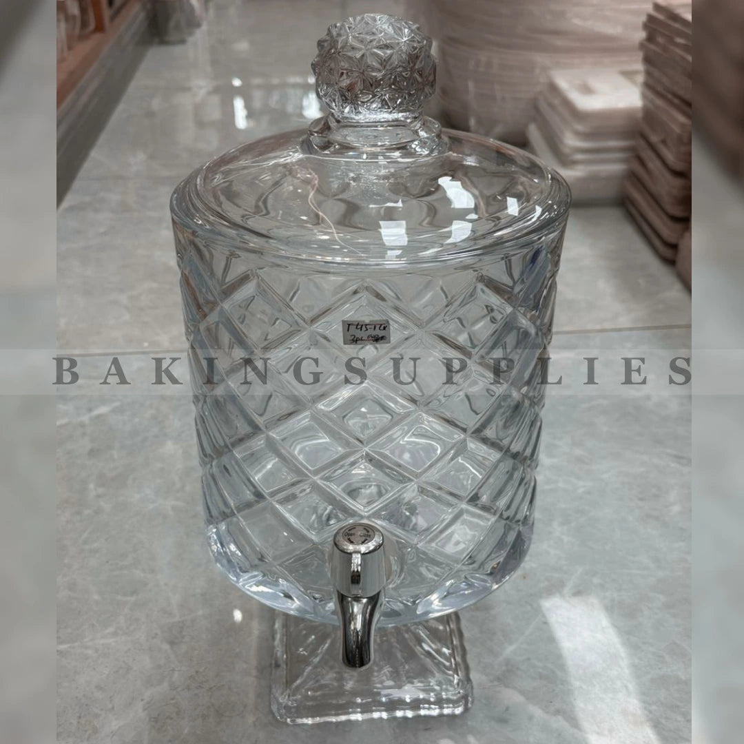 4 Litre Crystal Glass Beverage Dispenser with Tap & Lid