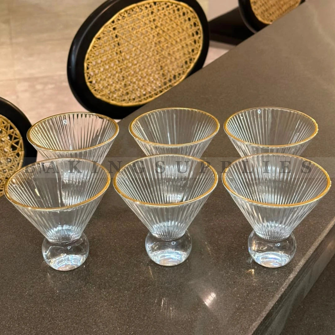 Crystal Glass Dessert Bowls Set of 6 | Premium Ice Cream & Dessert Cups