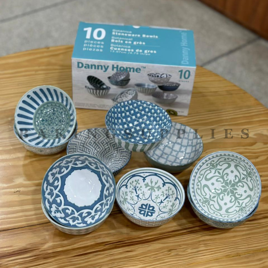 Danny Home 10-Piece Printed Ceramic Bowl Set