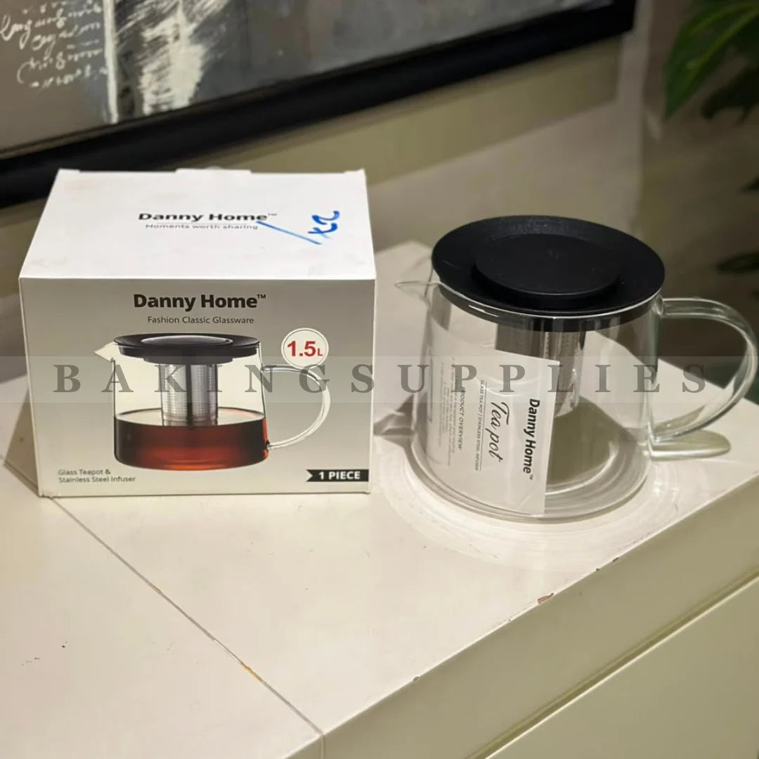 Danny Home 1.5L Glass Teapot with Stainless Steel Infuser