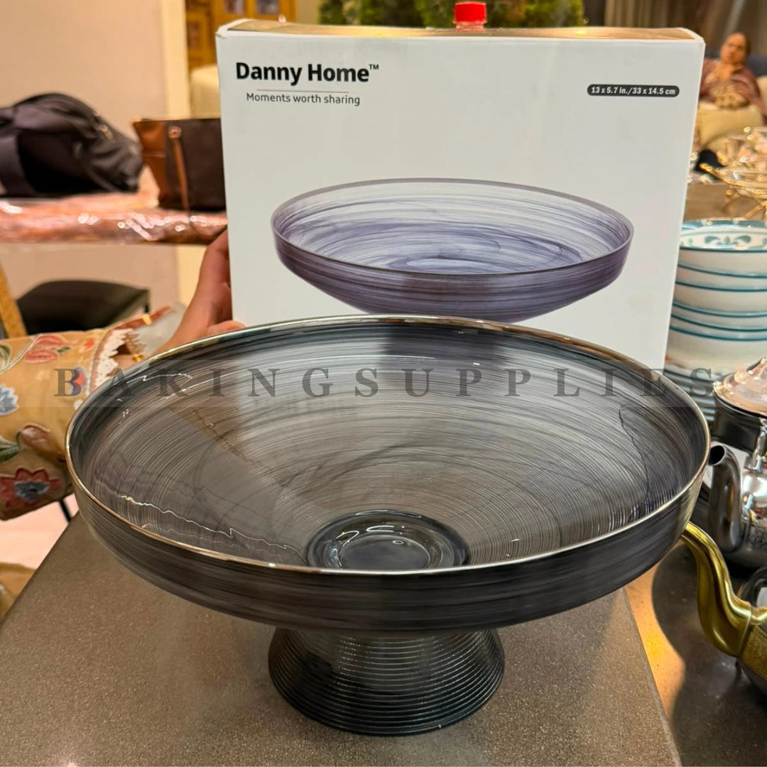 Danny Home 13 Inch Glass Pedestal Fruit Bowl