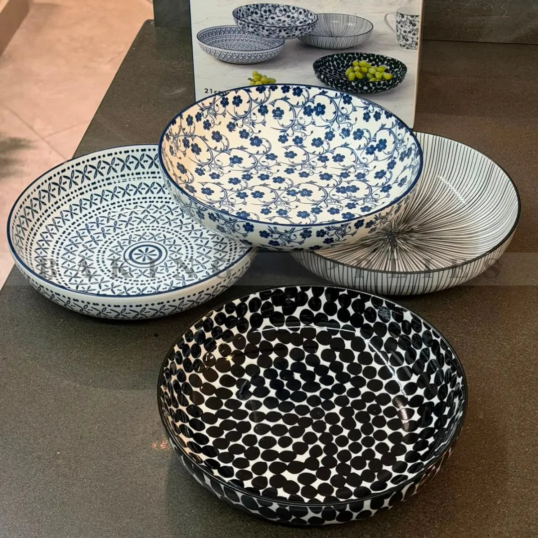 Danny Home 4 Piece Porcelain Soup Plate Set 8.25 Inch | Premium Dinnerware