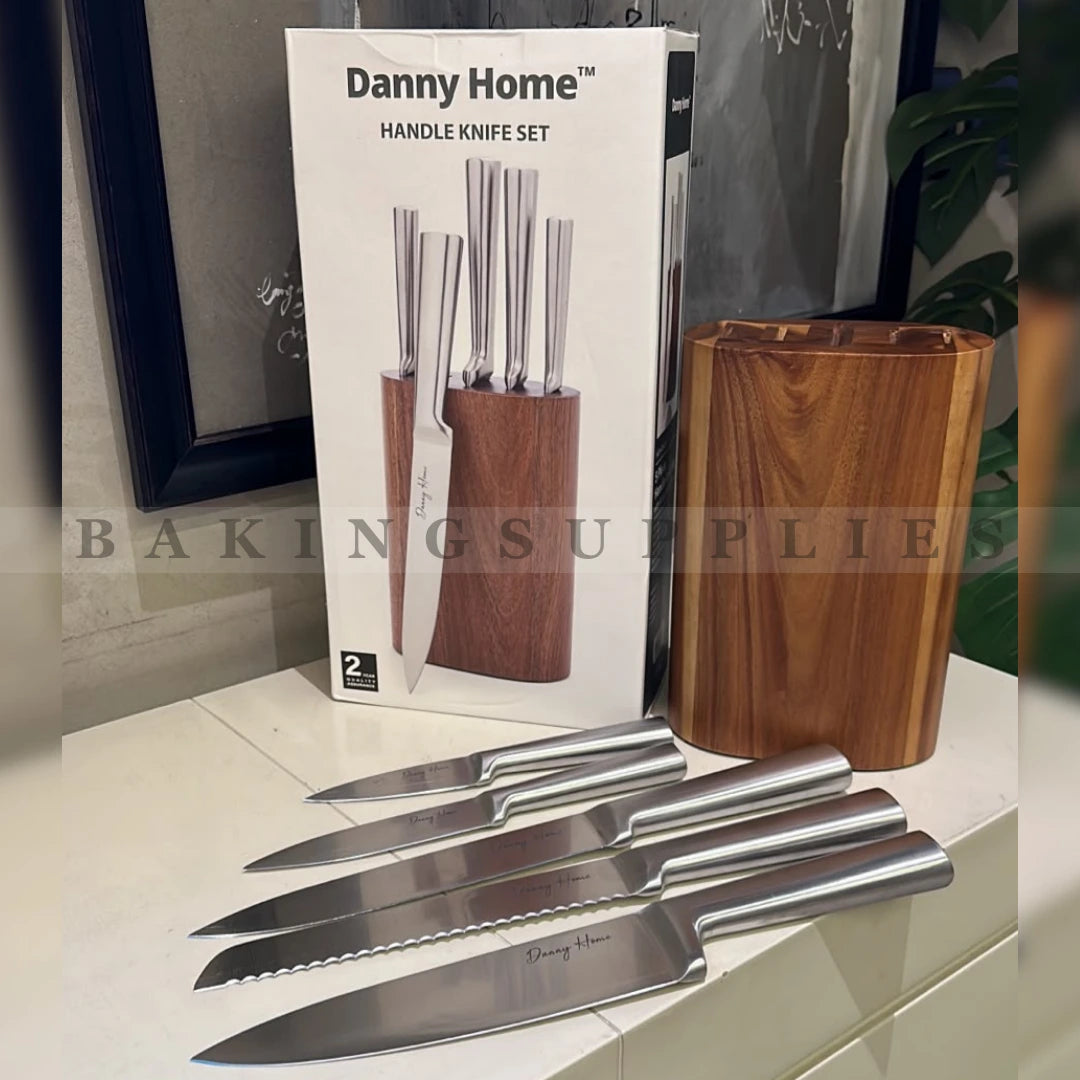 Danny Home 5 Piece Knife Set with Acacia Wood Block