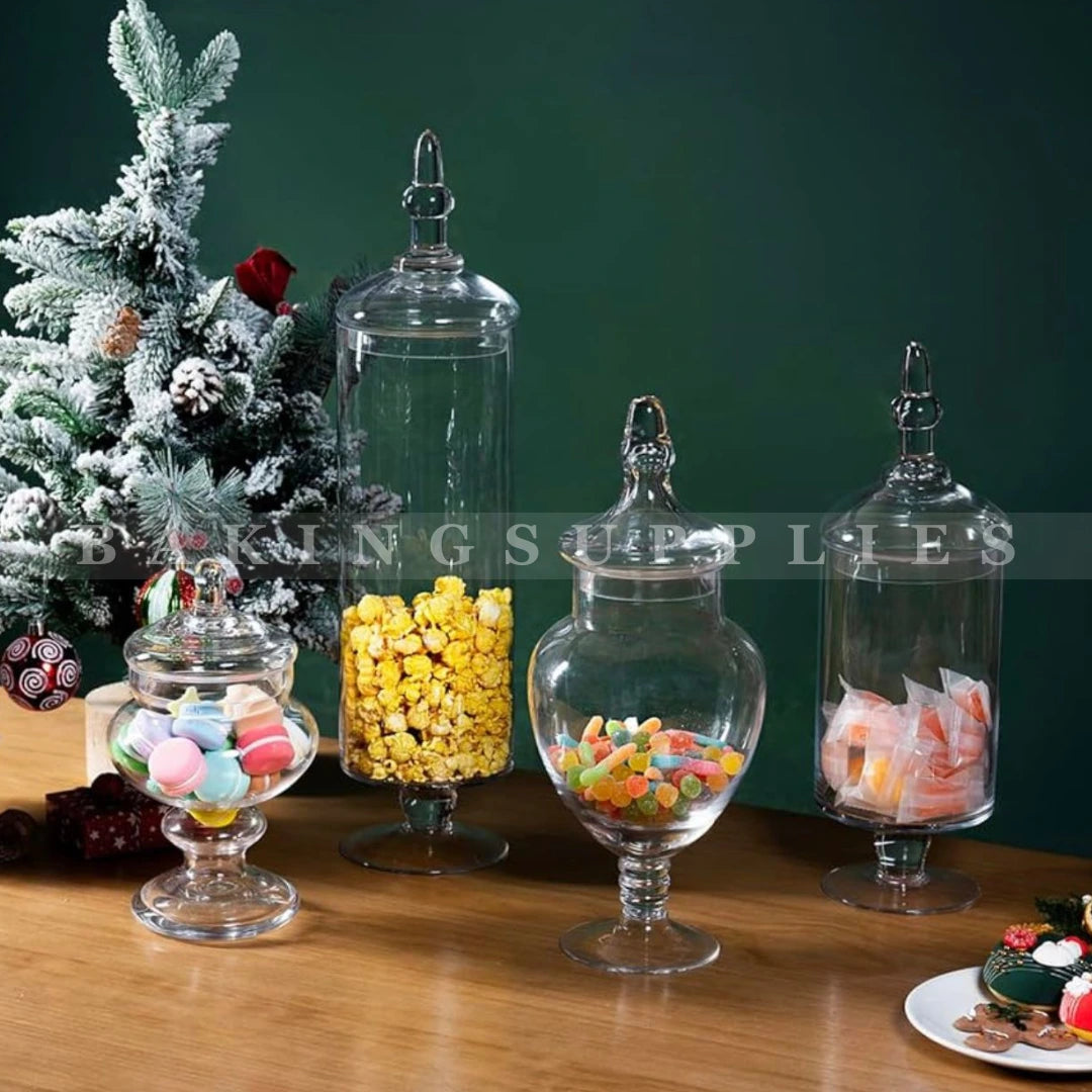 Danny Home Glass Candy Jar Set with Lids | Decorative Storage Jars
