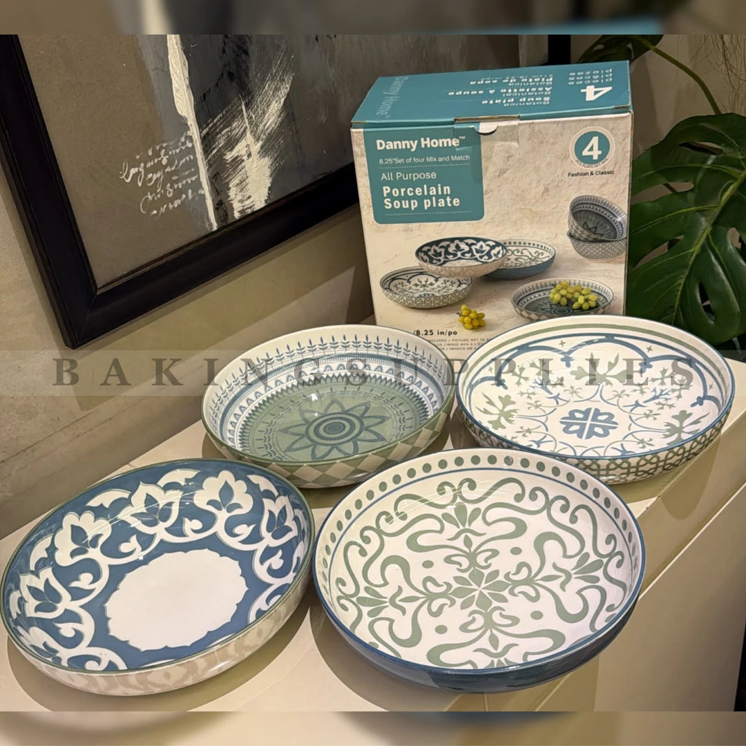 Danny Home Porcelain Soup Plate Set 4 Pieces