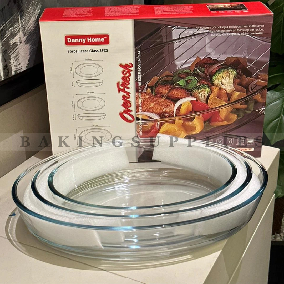 Danny Home Oven Safe Borosilicate Glass Dishes Set of 3
