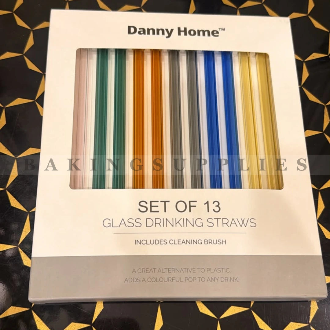 Danny Home Reusable Glass Drinking Straws Set with Cleaning Brush