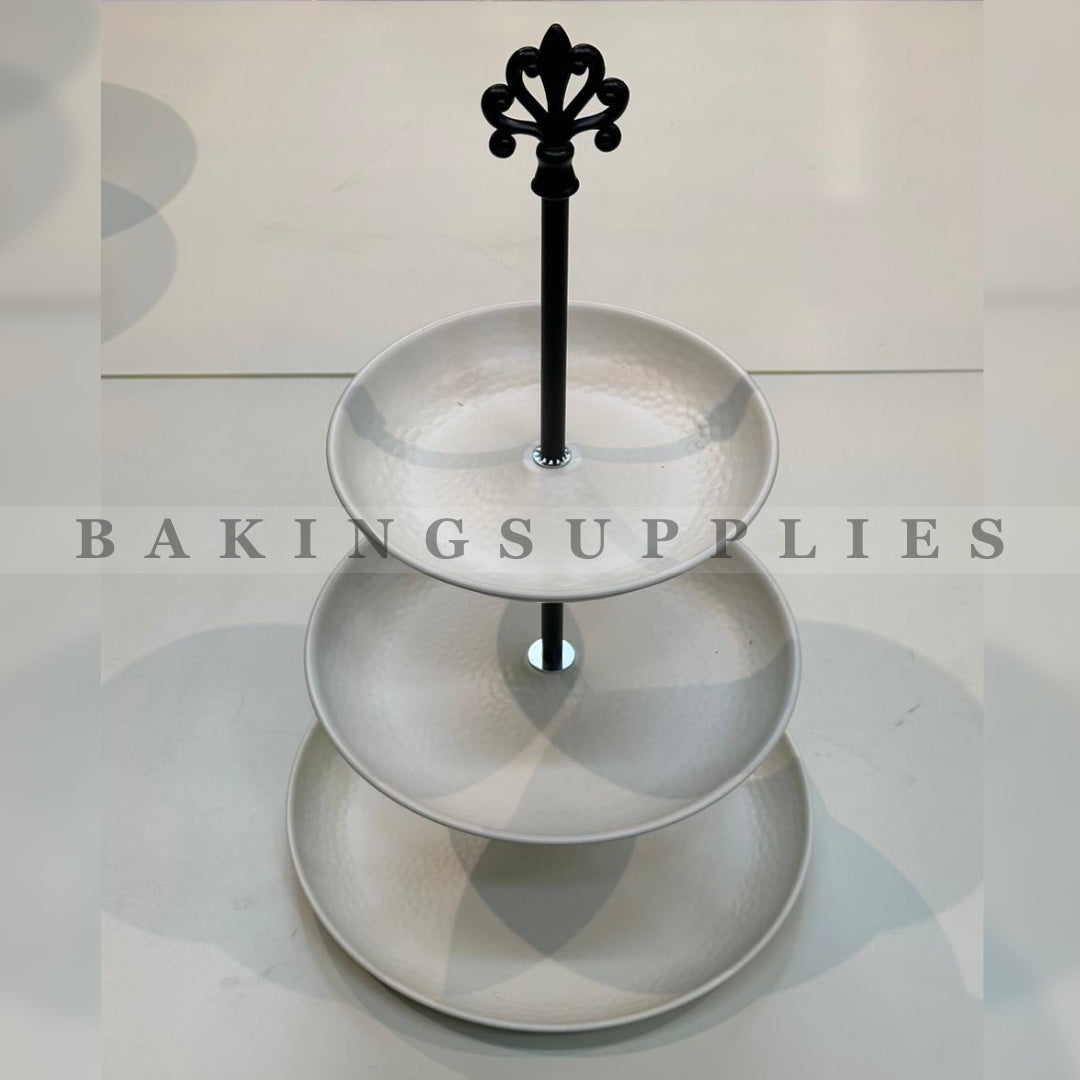 Elegant White Ceramic Tiered Serving Platter Stand