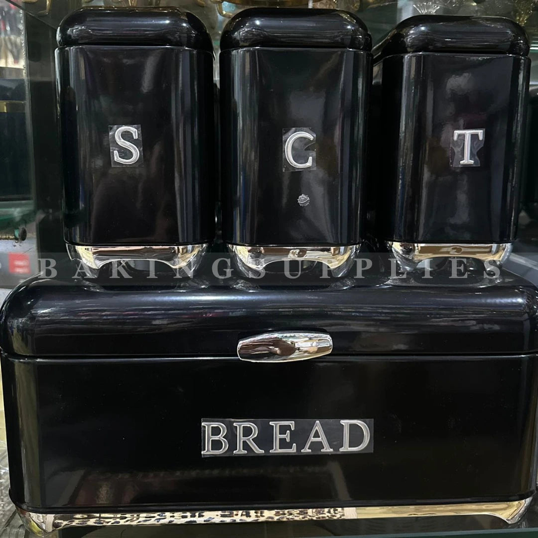 Coffee Tea Sugar Jars with Bread Box Set - 4 Piece Kitchen Storage Canister Set
