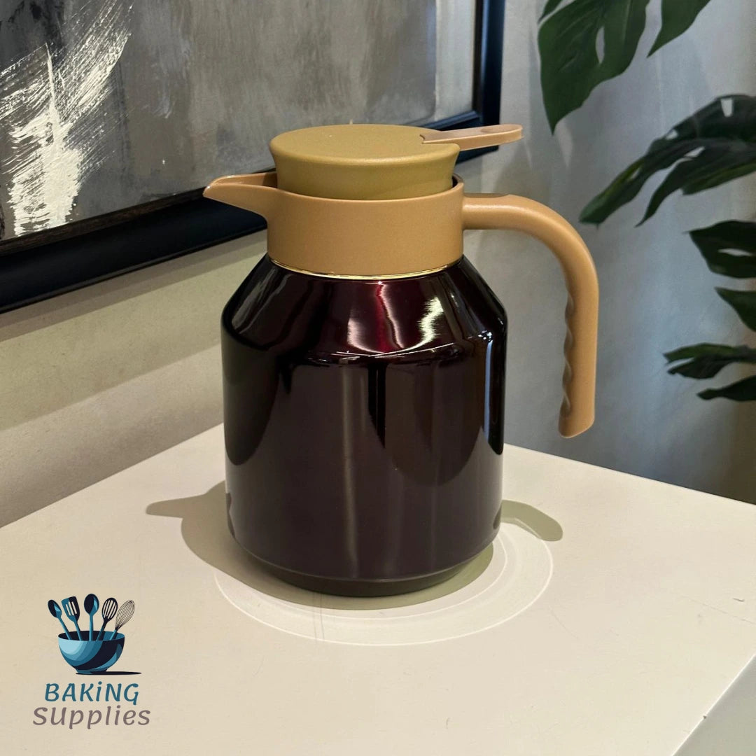 Elegant Glass Thermos with Brown Lid – Hot & Cold jug