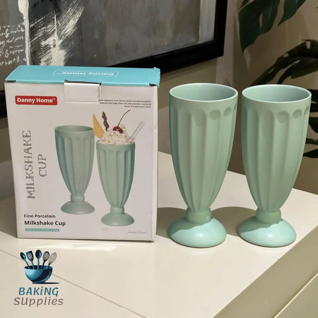 Fine Porcelain Ice Cream Cups – Green and purple (Set of 2)
