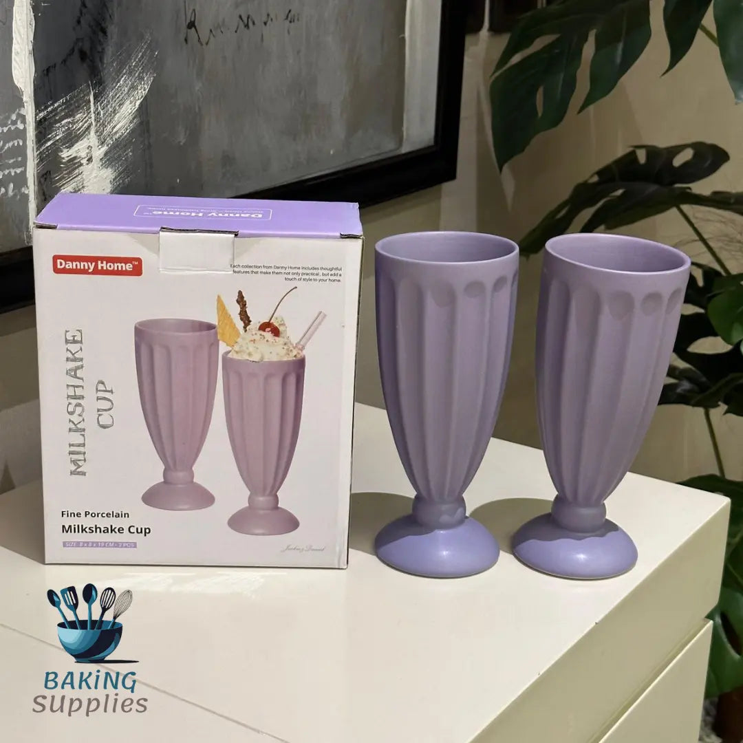 Fine Porcelain Ice Cream Cups – Green and purple (Set of 2)