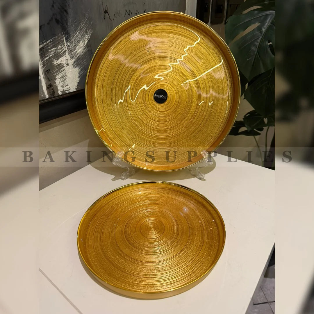 Golden Ceramic Platters – Elegant Serveware Set