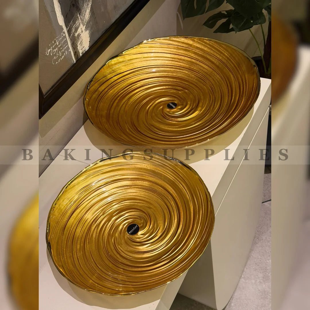 Golden Spiral Ceramic Platter – Elegant Serving Dish