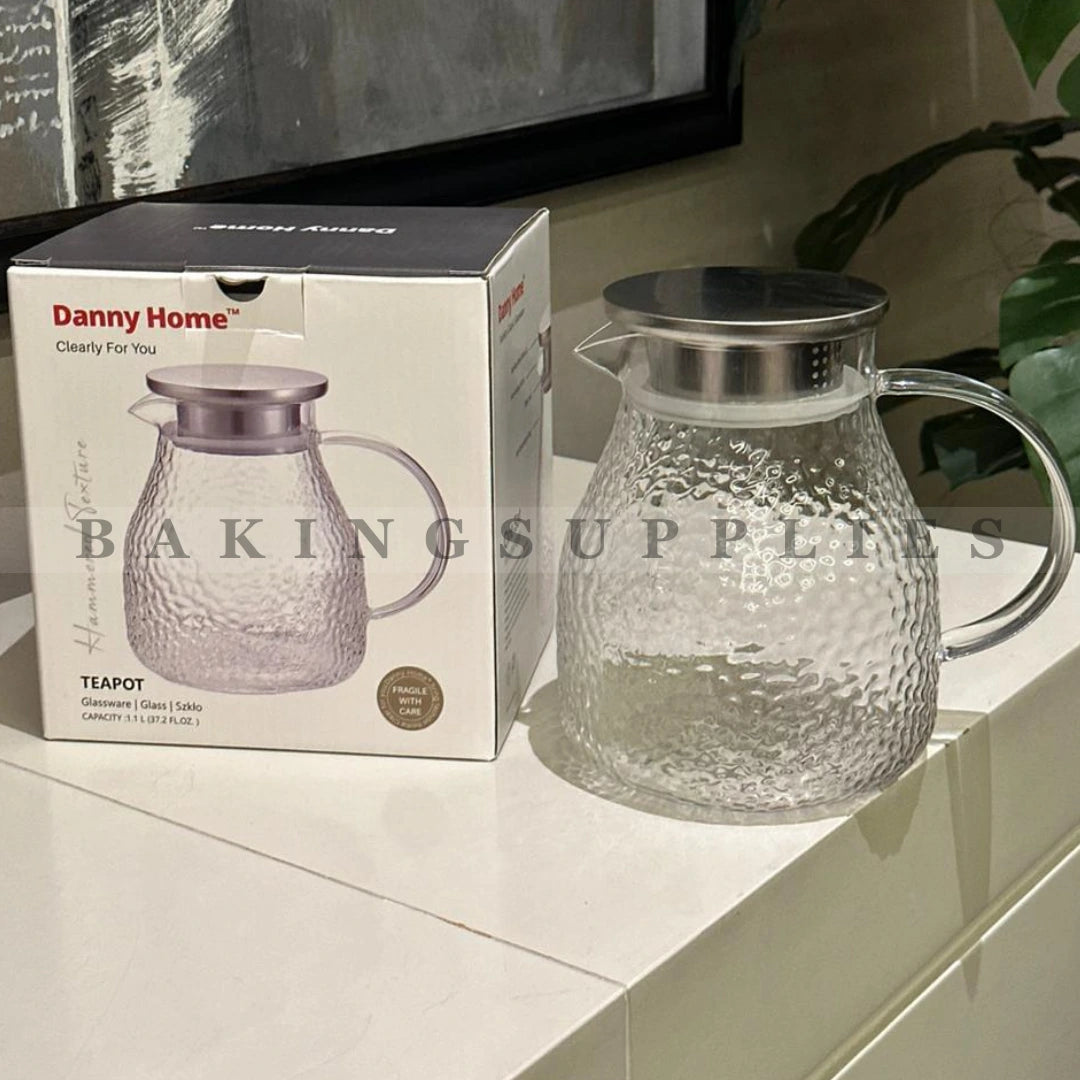Danny Home 1L Glass Mini Teapot with Stainless Steel Lid