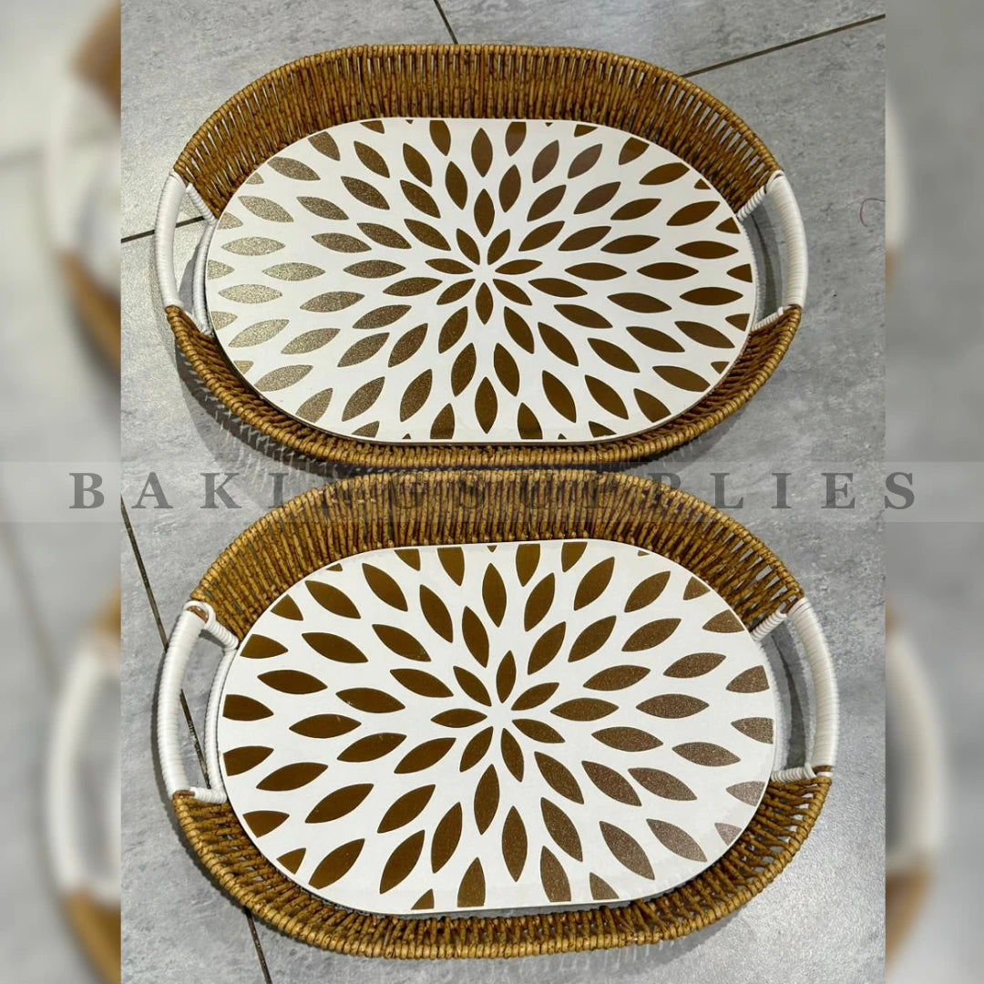 Handwoven Rattan Serving Basket Set of 2