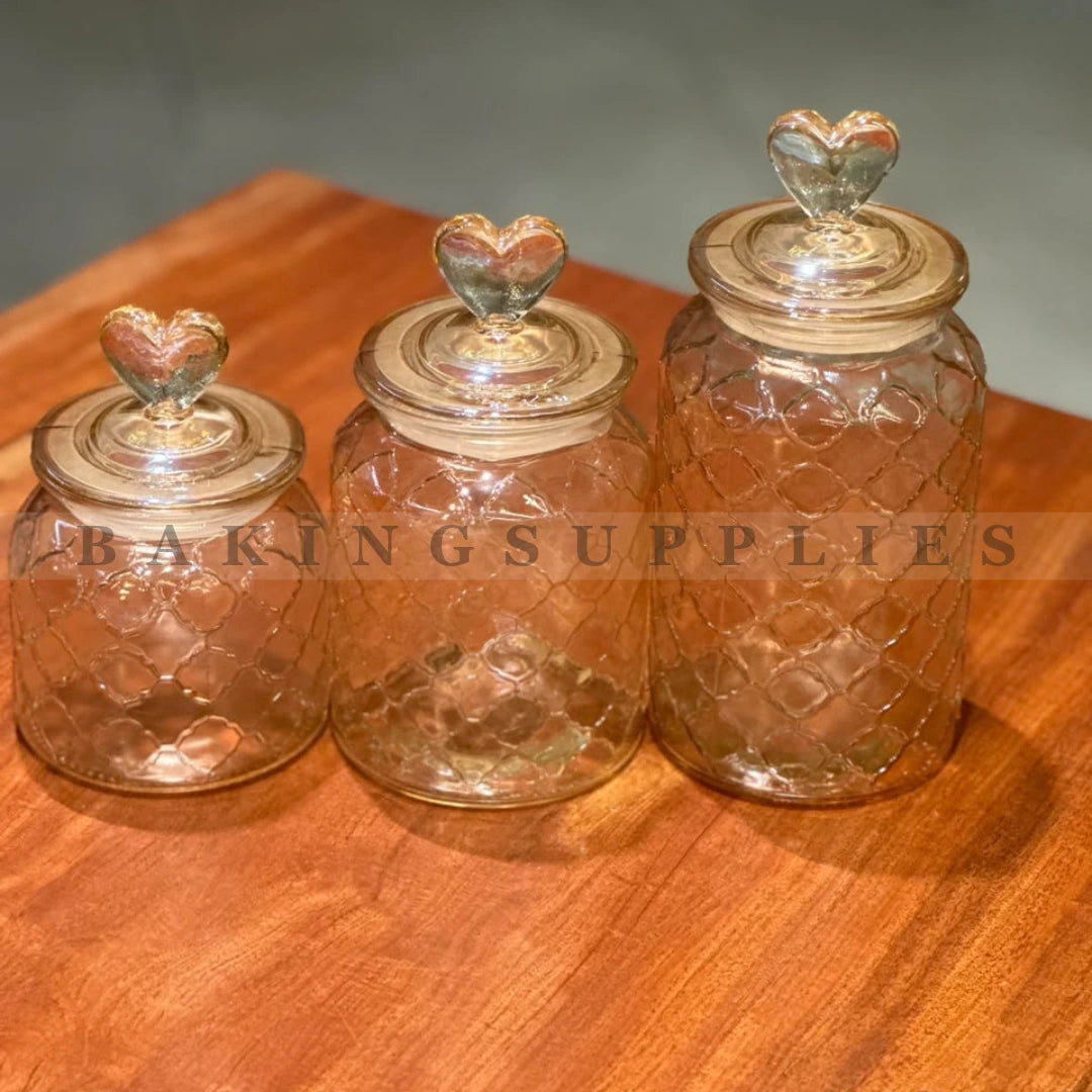 Heart Glass Jars Set of 3