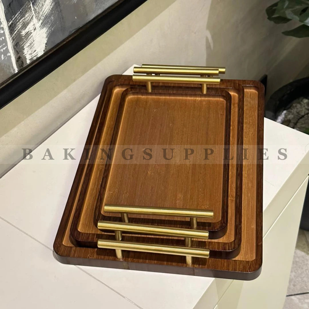 High Quality Set of 3 Bamboo Serving Trays - Available in 3 Styles