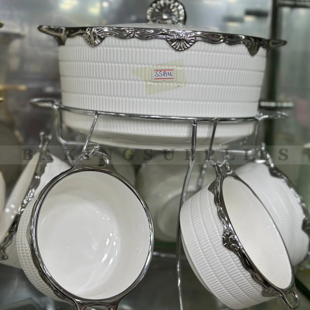 Luxury Ceramic Soup Set 8 Pieces with Stand