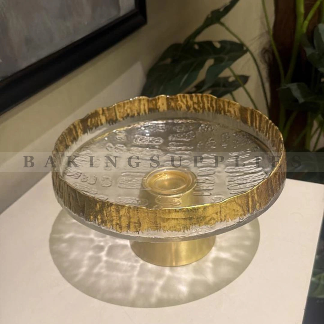 Luxury Glass Serving Tray with Pedestal Base