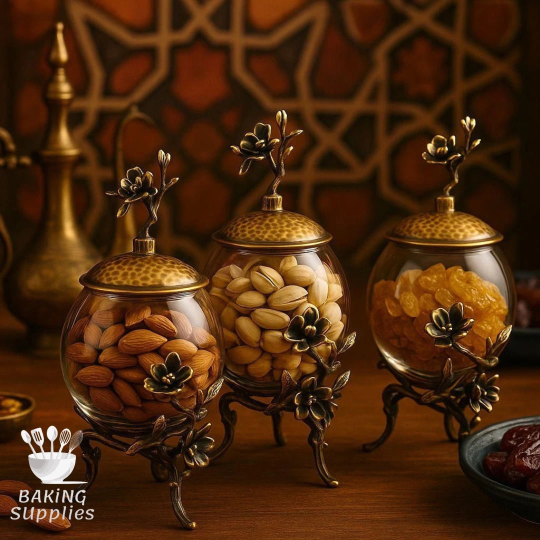Luxury Glass Storage Jar with Gold Detail & Marble Lid