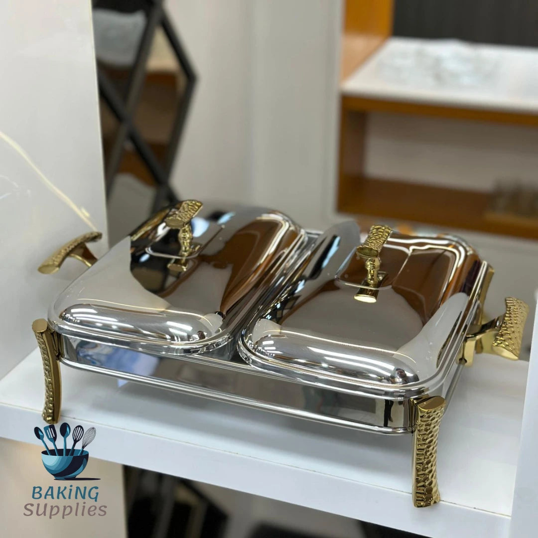 Luxury Imported Chafing Dish Buffet Set – Gold & Silver Finish