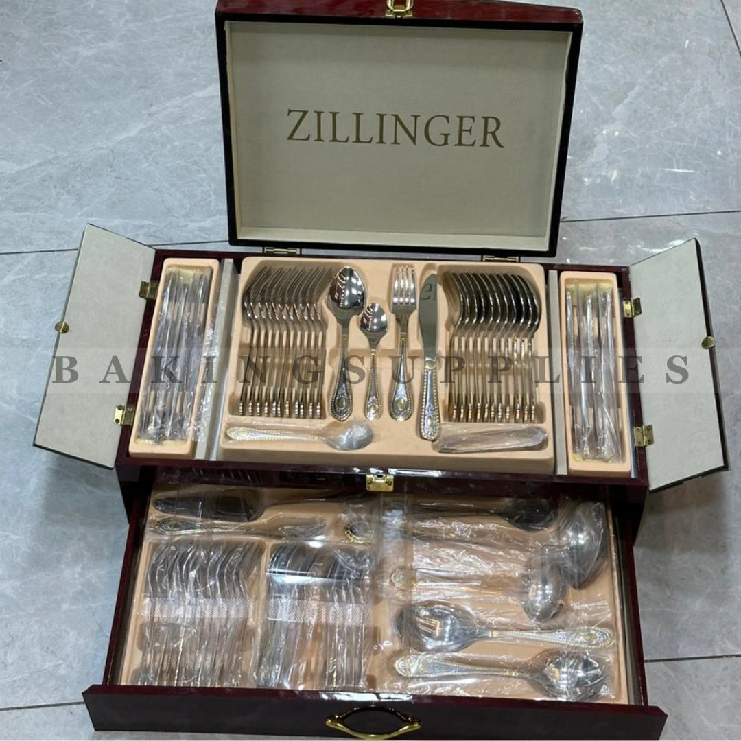 72 Piece Luxury Cutlery Set Serving for 12 with Wooden Box