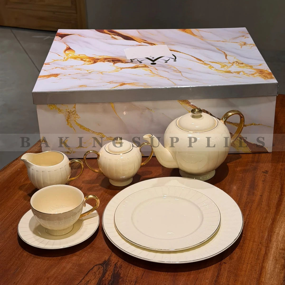 Luxury Milk White & Gold Tea Set 24 Pieces