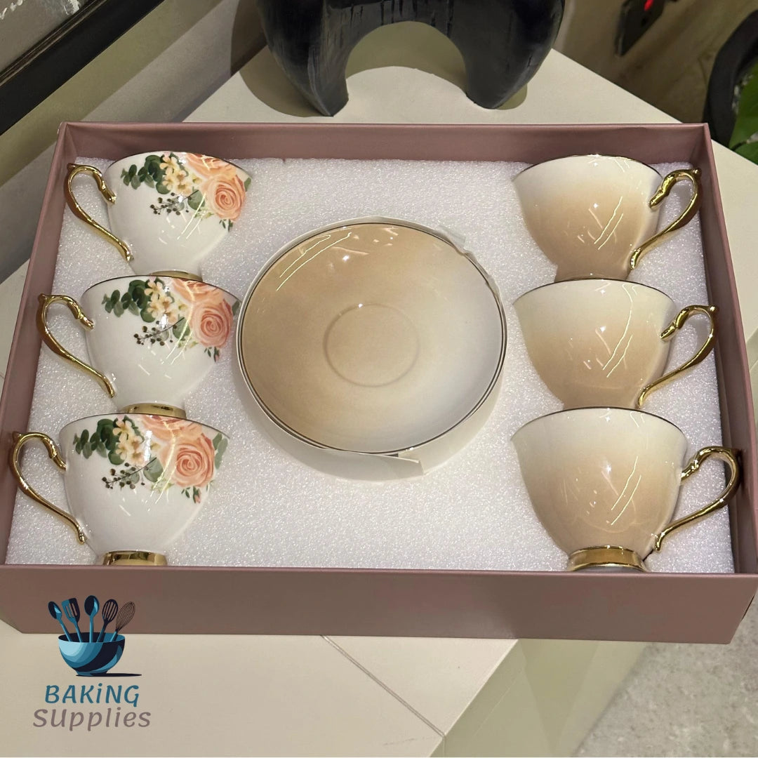 Ombre Tea Cup & Saucer Gift Set – Skin Tone Gradient (Set of 6)