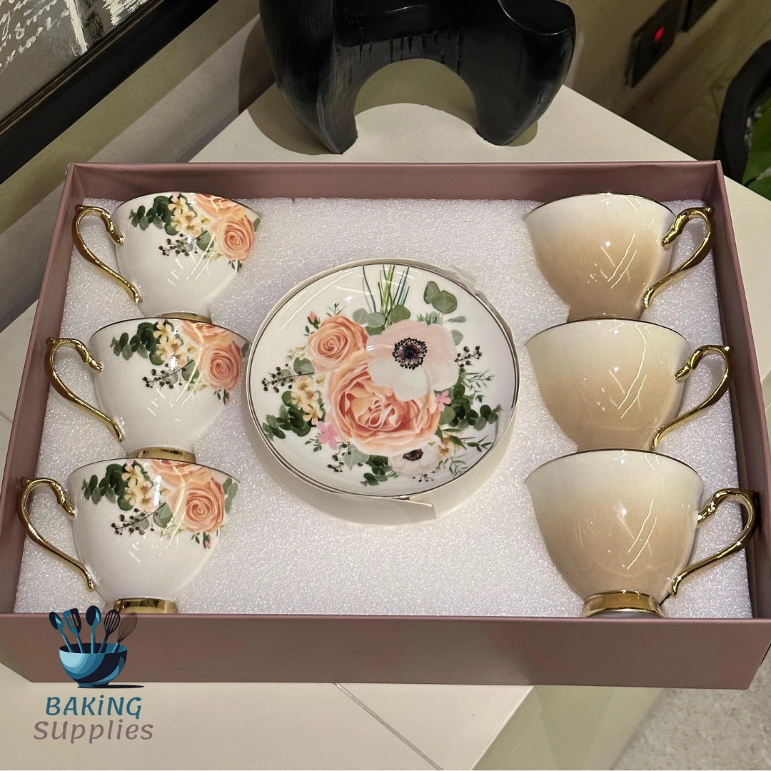 Ombre Tea Cup & Saucer Gift Set – Skin Tone Gradient (Set of 6)