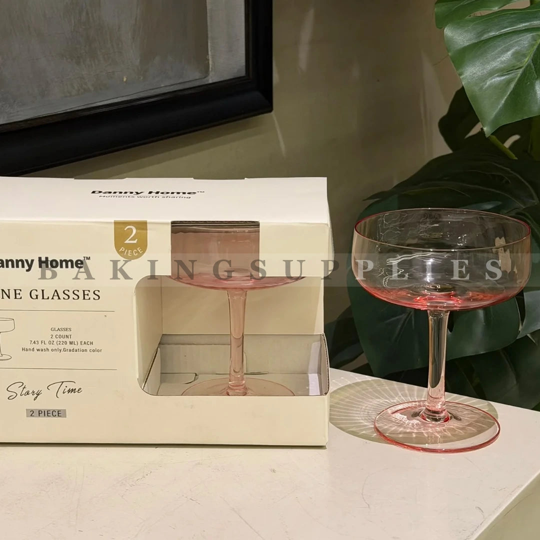 Danny Home Pink Coupe Wine Glasses Set of 2