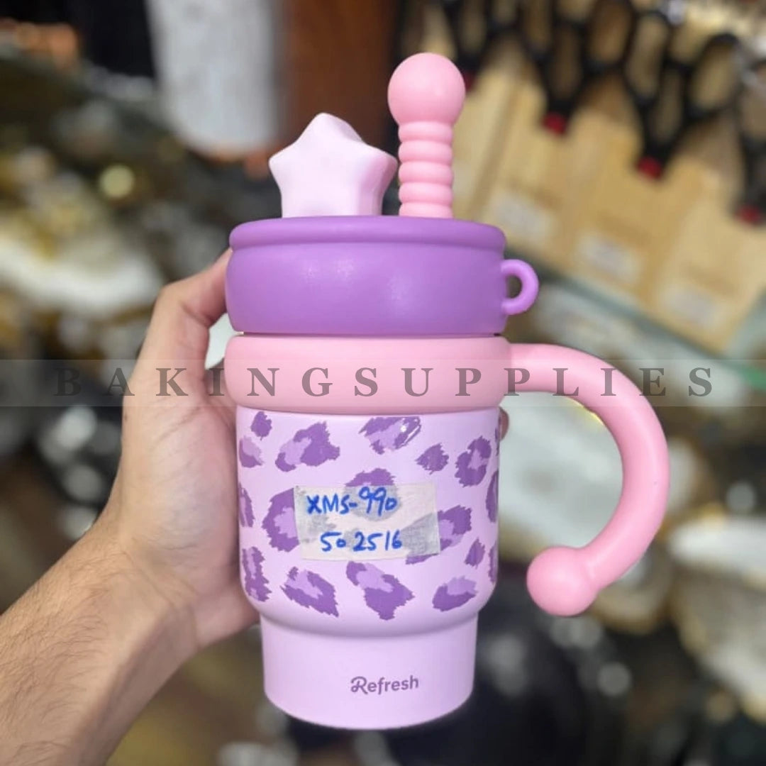 Kids Leopard Print Hot & Cold Tumbler with Handle