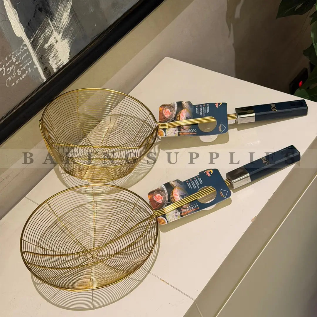 Premium Gold Wire Fryer with Heat Resistant Handle