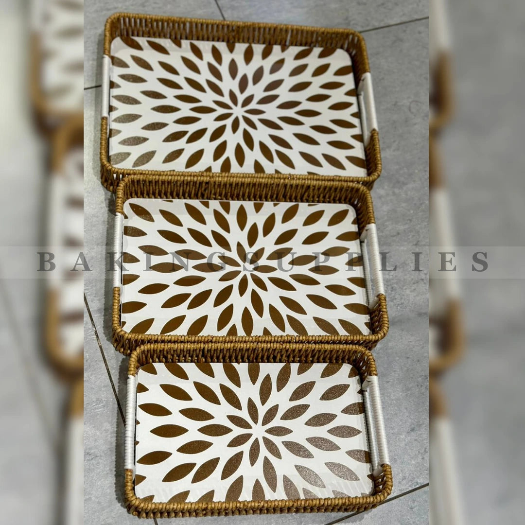 Rattan Serving Tray Set of 3