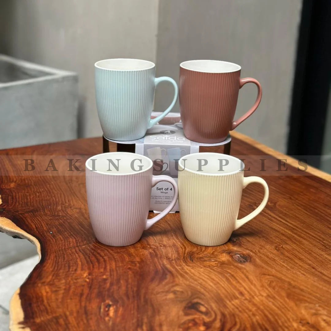 Saida Ceramic Mug Set of 4 – 350 ml Drinkware Collection – Baking Supplies